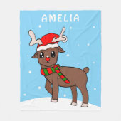Cute Deer Drager Sneeuwvlokken Kerstmis Fleece Deken (Voorkant)