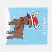 Cute Deer Drager Sneeuwvlokken Kerstmis Fleece Deken (Voorkant (Horizontaal))