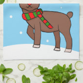 Cute Deer Drager Sneeuwvlokken Kerstmis Theedoek (Gevouwen)