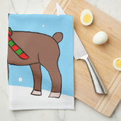 Cute Deer Drager Sneeuwvlokken Kerstmis Theedoek (Quarter Fold)