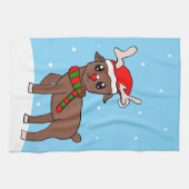 Cute Deer Drager Sneeuwvlokken Kerstmis Theedoek (Horizontaal)