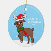 Cute Deer Drawing Baby 1st Kerstmis Keramisch Ornament (Links)