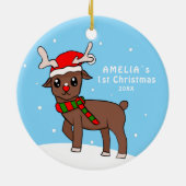 Cute Deer Drawing Baby 1st Kerstmis Keramisch Ornament (Achterkant)