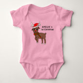 Cute Deer Drawing Baby 1st Kerstmis Romper (Voorkant)
