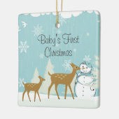 Cute Deer en Snowman Winter Baby 1st Kerstmis Keramisch Ornament (Links)