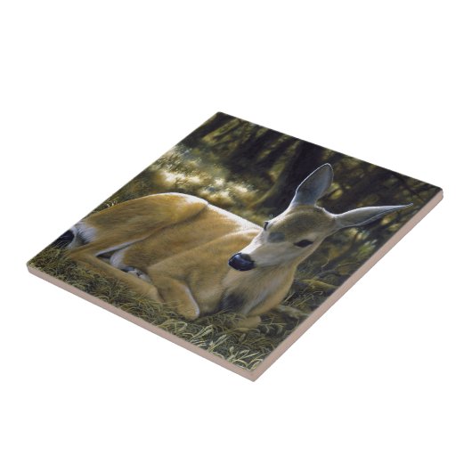 Cute Deer Fawn Down Down Tegeltje (Zijkant)