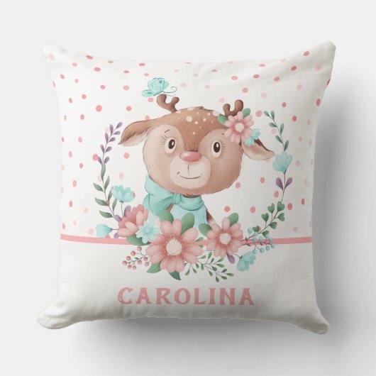 Cute Deer Floral Reversible Kussen (Voorkant)