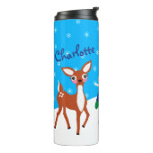 Cute Deer Fox Blue Specialized Kerstgenoom Thermosbeker (Gedraaid links)