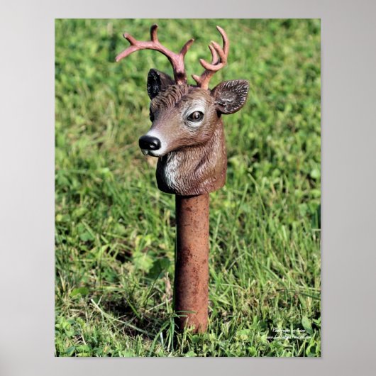 Cute Deer Head Lawn Ornament Poster (Voorkant)
