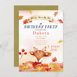 Cute Deer Herfst Autumn Birthday Party Kaart