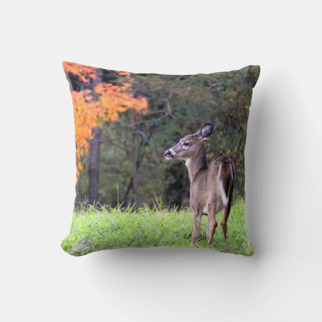 Cute Deer in het veld Kussen (Voorkant)