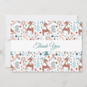 Cute Deer in Whimsical Forest Pattern Bedankkaart (Voorkant)