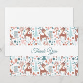 Cute Deer in Whimsical Forest Pattern Bedankkaart (Voorkant / Achterkant)
