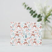 Cute Deer in Whimsical Forest Pattern Briefkaart (Staand voorkant)