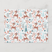 Cute Deer in Whimsical Forest Pattern Briefkaart (Voorkant)