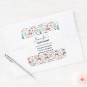 Cute Deer in Whimsical Forest Pattern Business Vierkante Sticker (Envelop)