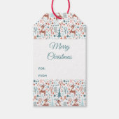 Cute Deer in Whimsical Forest Pattern Cadeaulabel (Voorkant)