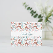 Cute Deer in Whimsical Forest Pattern Dank u Briefkaart (Staand voorkant)