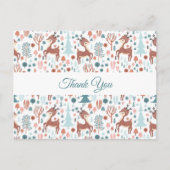 Cute Deer in Whimsical Forest Pattern Dank u Briefkaart (Voorkant)