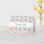Cute Deer in Whimsical Forest Pattern Dank u Kaart (Gele Bloem)