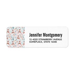 Cute Deer in Whimsical Forest Pattern Etiket