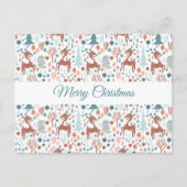 Cute Deer in Whimsical Forest Pattern Feestdagenkaart (Voorkant)