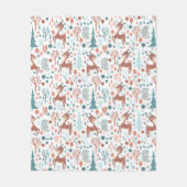 Cute Deer in Whimsical Forest Pattern Fleece Deken (Voorkant)