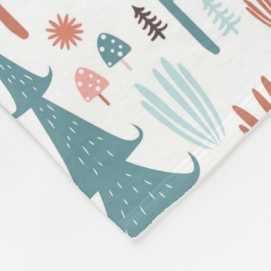 Cute Deer in Whimsical Forest Pattern Fleece Deken (Hoek)