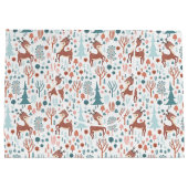 Cute Deer in Whimsical Forest Pattern Groot Cadeauzakje (Achterkant)