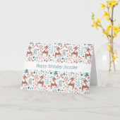 Cute Deer in Whimsical Forest Pattern Kaart (Gele Bloem)