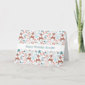 Cute Deer in Whimsical Forest Pattern Kaart (Voorkant)