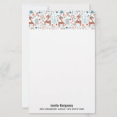 Cute Deer in Whimsical Forest Pattern Kerstmis (Voorkant)