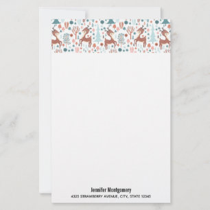 Cute Deer in Whimsical Forest Pattern Kerstmis