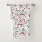 Cute Deer in Whimsical Forest Pattern Kerstmis Bad Handdoek (Insitu)