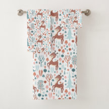 Cute Deer in Whimsical Forest Pattern Kerstmis