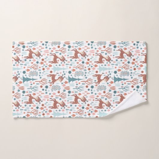 Cute Deer in Whimsical Forest Pattern Kerstmis Bad Handdoek (Handdoek)