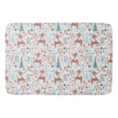 Cute Deer in Whimsical Forest Pattern Kerstmis Badmat (Voorkant)