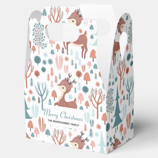 Cute Deer in Whimsical Forest Pattern Kerstmis Bedankdoosjes (Geopend)