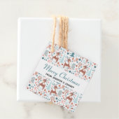 Cute Deer in Whimsical Forest Pattern Kerstmis Bedankjes Labels (In situ)