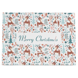 Cute Deer in Whimsical Forest Pattern Kerstmis Groot Cadeauzakje