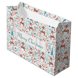Cute Deer in Whimsical Forest Pattern Kerstmis Groot Cadeauzakje