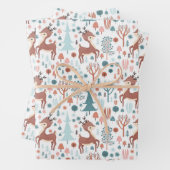 Cute Deer in Whimsical Forest Pattern Kerstmis Inpakpapier Vel (In situ)