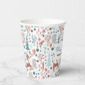 Cute Deer in Whimsical Forest Pattern Kerstmis Papieren Bekers (Rechts)