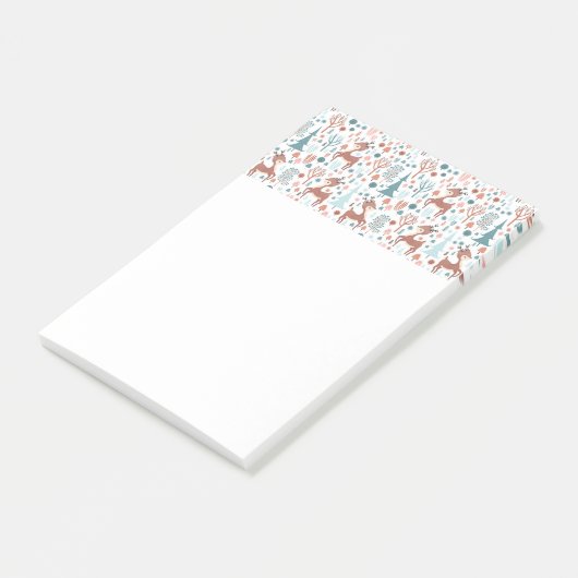 Cute Deer in Whimsical Forest Pattern Kerstmis Post-it® Notes (Schuin)