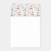 Cute Deer in Whimsical Forest Pattern Kerstmis Post-it® Notes (Voorkant)