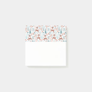 Cute Deer in Whimsical Forest Pattern Kerstmis Post-it® Notes