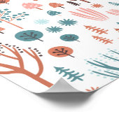 Cute Deer in Whimsical Forest Pattern Kerstmis Poster (Hoek)