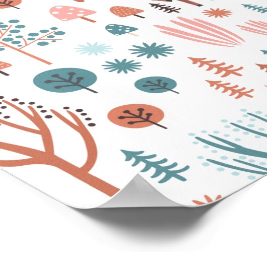 Cute Deer in Whimsical Forest Pattern Kerstmis Poster (Hoek)