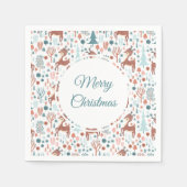 Cute Deer in Whimsical Forest Pattern Kerstmis Servet (Voorkant)