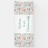 Cute Deer in Whimsical Forest Pattern Kerstmis Spandoek (Verticaal)